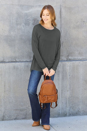 Basic Bae Full Size Round Neck Dropped Shoulder T-Shirt - Vickie Lynn's