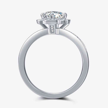 1 Carat Moissanite 925 Sterling Silver Halo Ring