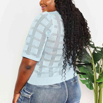 Double Take Ribbed Trim Round Neck Knit Top - Vickie Lynn's