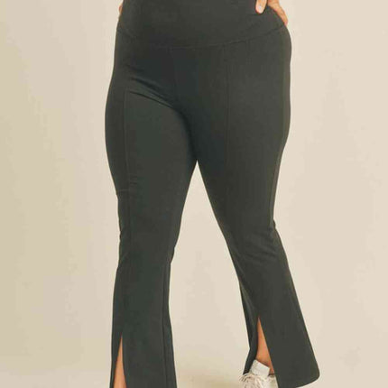 Kimberly C Full Size Slit Flare Leg Pants in Black
