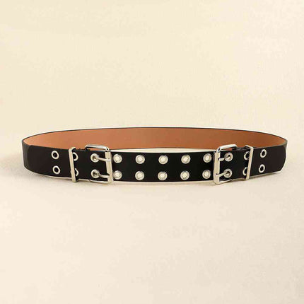 PU Leather Two Row Eyelet Belt
