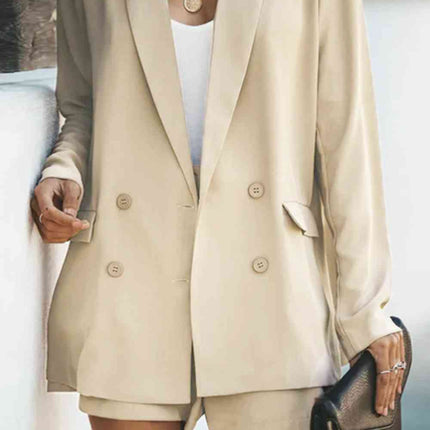 Longline Blazer and Shorts Set with Pockets
