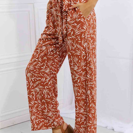 Heimish Right Angle Full Size Geometric Printed Pants in Red Orange