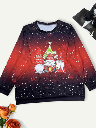 Plus Size Christmas Element Long Sleeve Sweatshirt