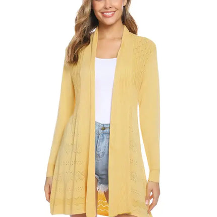 Cárdigan de manga larga de punto abierto para mujer 