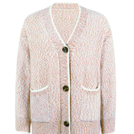 Button Down V-Neck Cardigan with Pockets