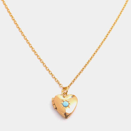 Zircon Heart Shape 14K Gold-Plated Pendant Necklace