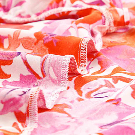 Plus Size Floral Flutter Sleeve Round Neck Blouse