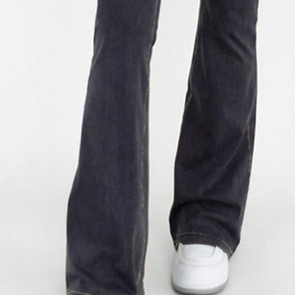 Wide Waistband Bootcut Jeans with Pockets
