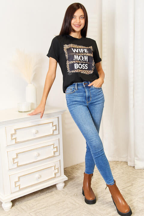 Simply Love WIFE MOM BOSS Leopard Graphic T-Shirt - Vickie Lynn's