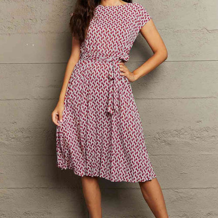 Round Neck Tie Waist Dress - Vickie Lynn's