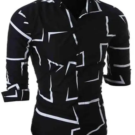 Men's Spring/Summer Fashion Printed Long Sleeve Shirt