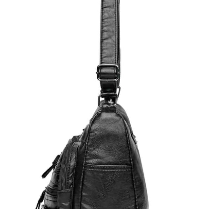 Multi-Pocket PU Leather Crossbody Bag