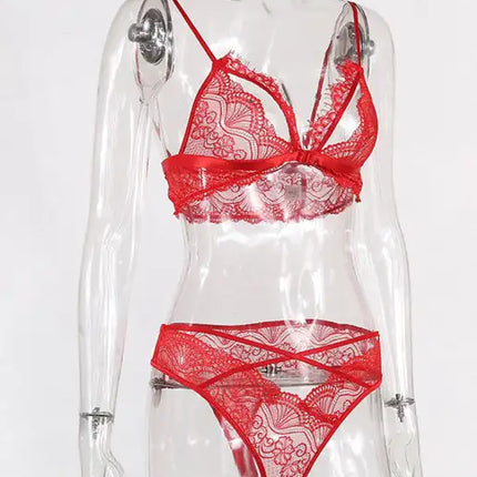 Conjunto de lencería sexy de encaje transpirable para mujer 