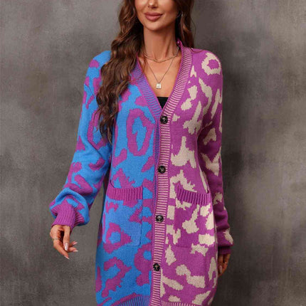 Leopard Button Down Longline Cardigan
