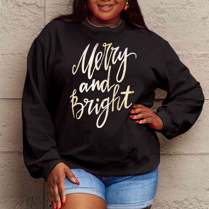 Simply Love Full Size MERRY AND BRIGHT Graphic Sweatshirt