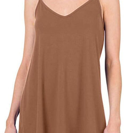 Full Size Spaghetti Strap V-Neck Flowy Tunic Cami