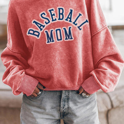BASEBALL MOM Graphic Drop Shoulder Sweatshirt