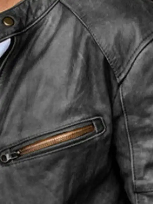 Chaqueta de cuero de PU para hombre Chaqueta de hombre punk con cuello levantado para hombre 