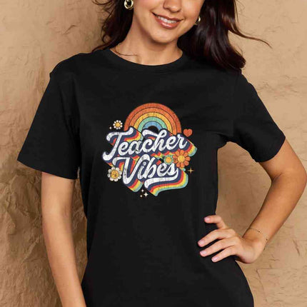 Simply Love Full Size TEACHER VIBES Graphic Cotton T-Shirt