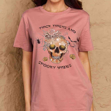 Simply Love Full Size THICK THIGHS AND SPOOKY VIBES Graphic Cotton T-Shirt