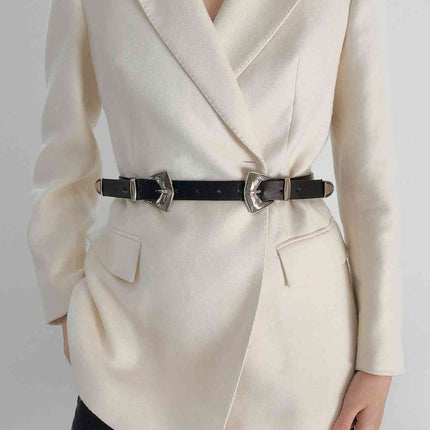 Double Buckle PU Leather Belt