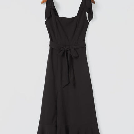 Square Neck Tie Shoulder Dress