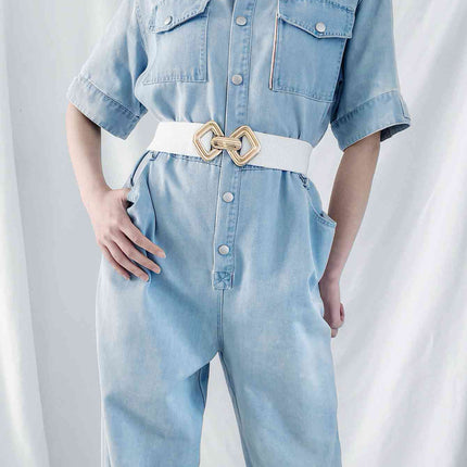 Geometric Buckle Elastic Wide Belt