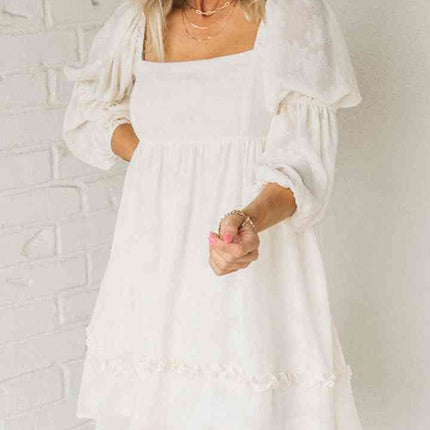 Square Neck Long Sleeve Mini Dress