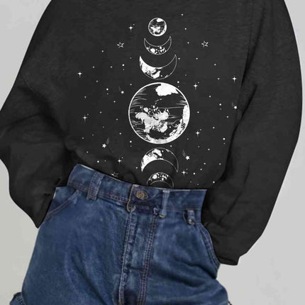 Simply Love Full Size Earth & Moon Graphic Sweatshirt