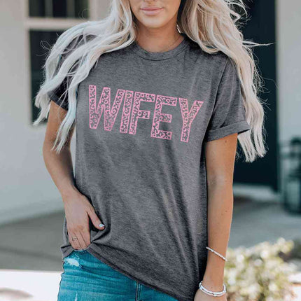 WIFEY Leopard Graphic Short Sleeve Tee