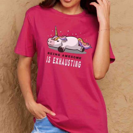 Simply Love Full Size BEING AWESOME IS EXHAUSTING Graphic Cotton Tee