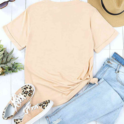 Corn Letter Graphic Cuffed Tee - Vickie Lynn's