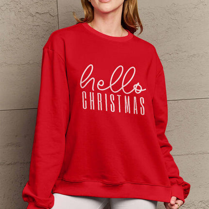 Simply Love Full Size HELLO CHRISTMAS Long Sleeve Sweatshirt