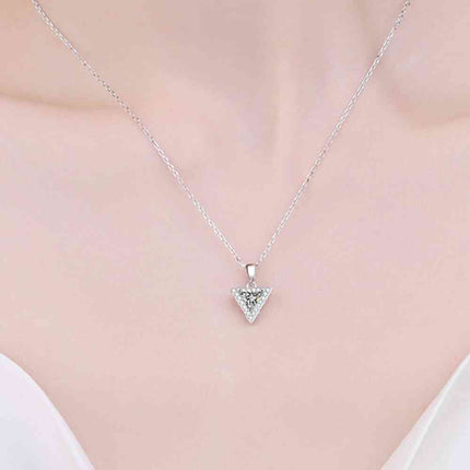925 Sterling Silver Triangle Moissanite Pendant Necklace