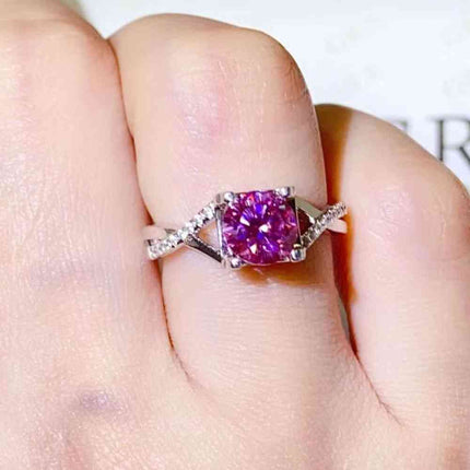 1 Carat Moissanite Crisscross 925 Sterling Silver Ring