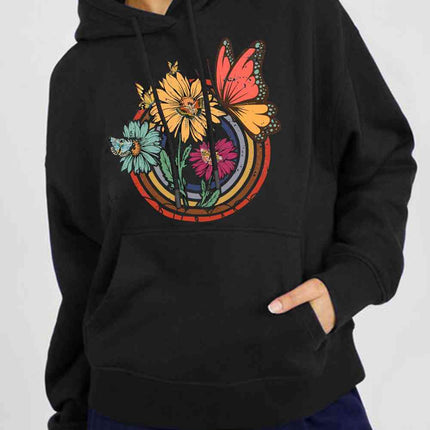 Simply Love Simply Love Full Size Butterfly and Flower Graphic Hoodie