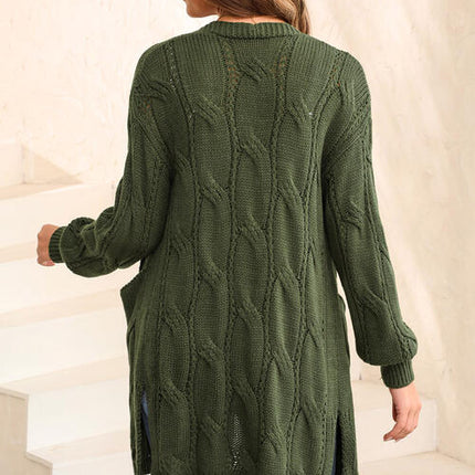Cable-Knit Dropped Shoulder Cardigan - Vickie Lynn's