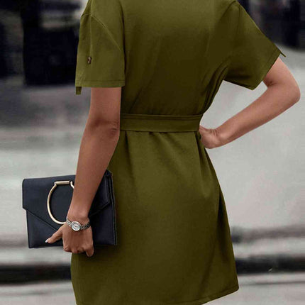 Tie Waist Collared Dress