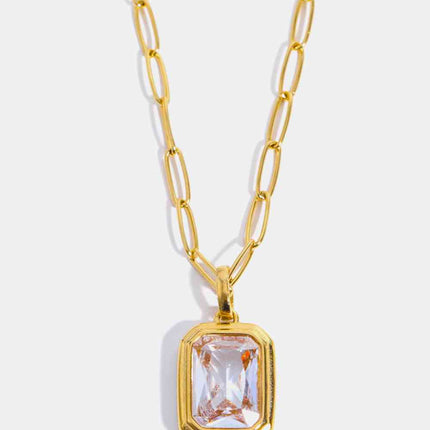 Zircon 18K Gold-Plated Geometrical Shape Pendant Necklace
