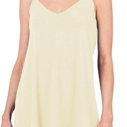 Full Size Spaghetti Strap V-Neck Flowy Tunic Cami