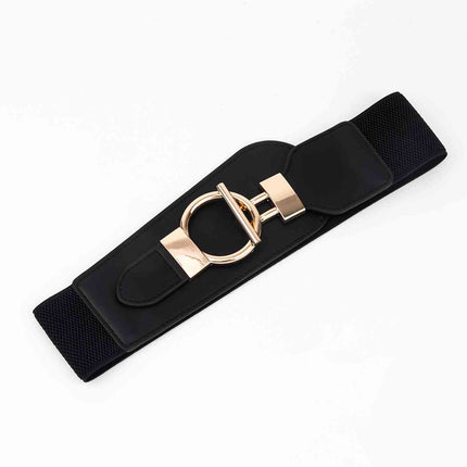 PU Elastic Wide Belt with Alloy Buckle