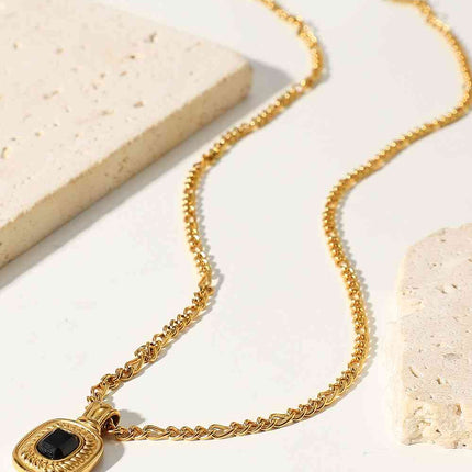 18K Gold Plated Inlaid Rhinestone Pendant Necklace