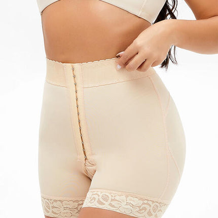 Full Size Lace Detail Hook-and-Eye Shaping Shorts