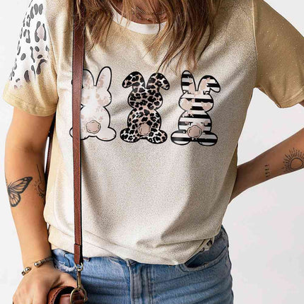 Easter Leopard Rabbit Graphic T-Shirt