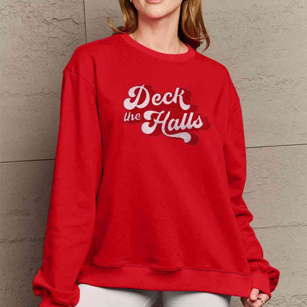 Simply Love Full Size DECK THE HALLS Graphic Sweatshirt