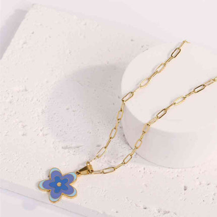 Flower Pendant Stainless Steel Necklace