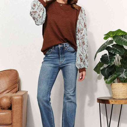 And The Why  Full Size Foil Printed Sleeve Top