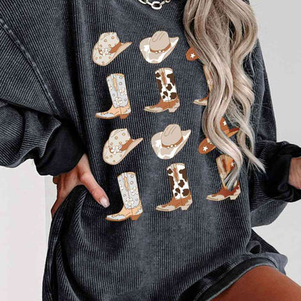 Cowboy Hat & Boot Graphic Sweatshirt - Vickie Lynn's