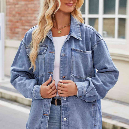 Button Up Denim Jacket with Pockets